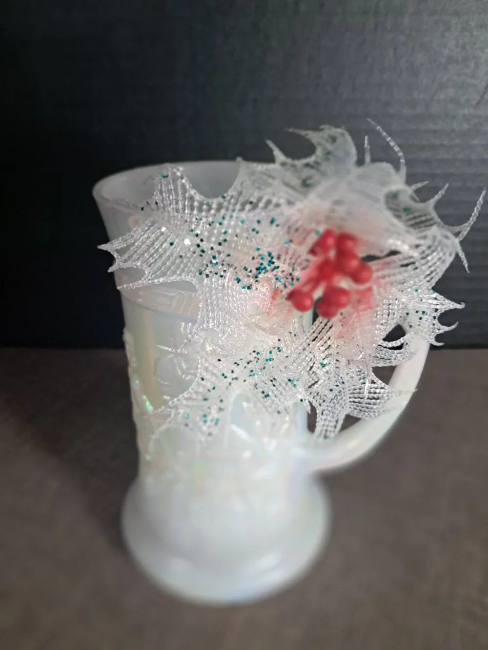 Vintage Federal White Carnival Glass Candle Stein In The 